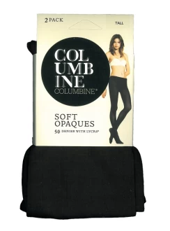 Plain Black Girls Two Pack 50 Denier Opaque Stockings by Columbine ***END OF LINE***