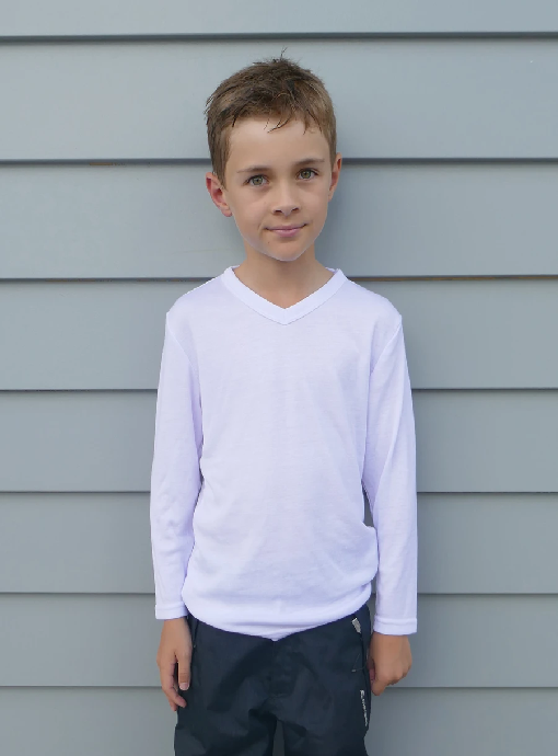 Plain Long Sleeve Thermal V-Neck Top by 