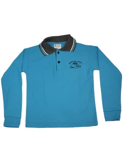Hurupaki Primary School Long Sleeve Cyan Polo by Bethells Uniforms