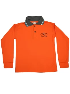 Hurupaki Primary School Long Sleeve Orange Polo by Bethells Uniforms