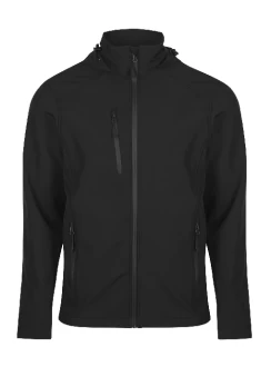Plain Black Soft Shell Jacket with concealed hood by Aussie Pacific